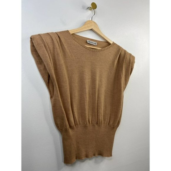 St. Roche Sierra Padded Shoulder Women's Sweater Camel Size: Medium NWOT - Picture 3 of 10